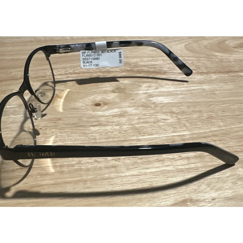 FLOWER FLR6012 001 51-17-135 Black Metal Full Rim Eyeglasses Frame MX26 w/case